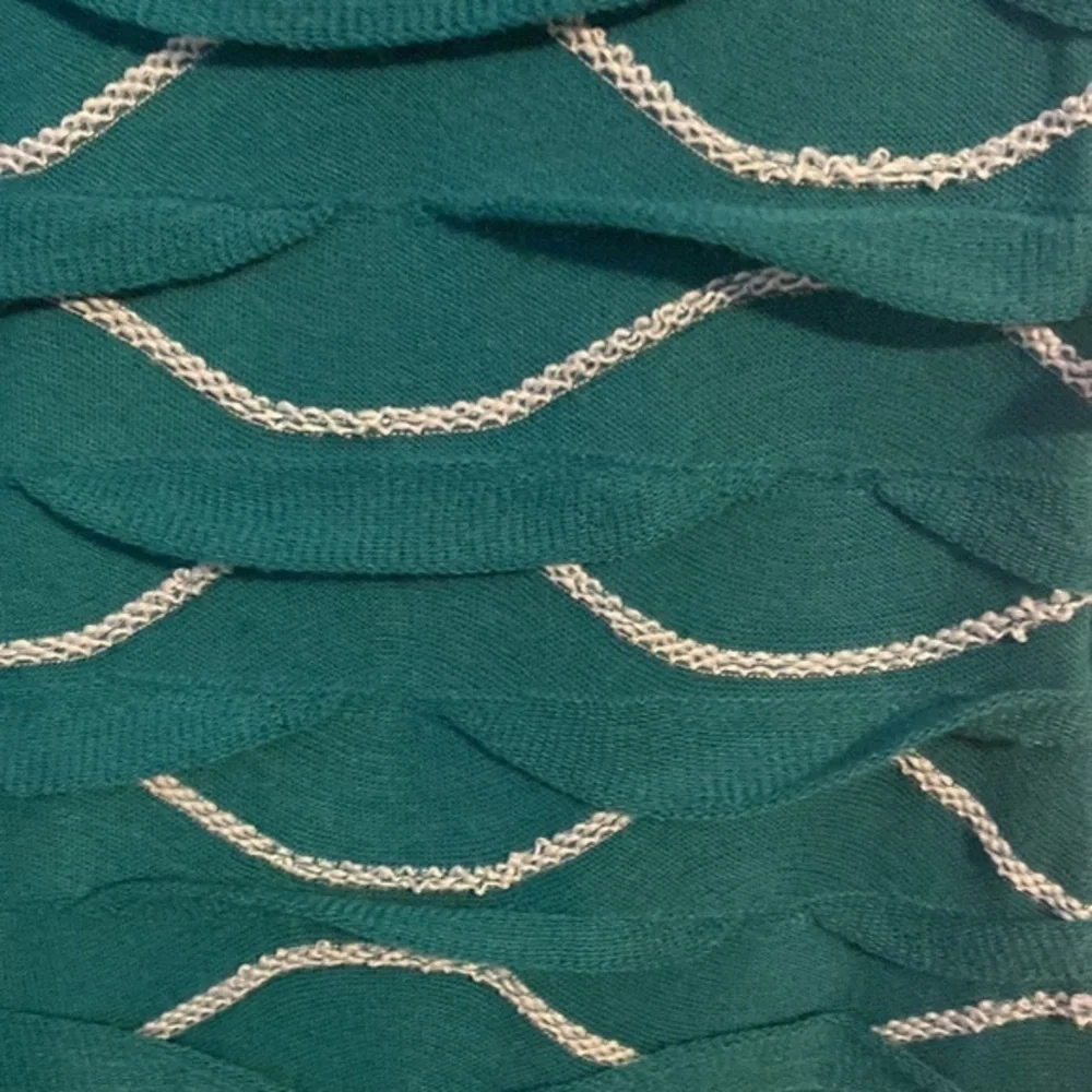 Max Studio - Green & White Smocked Ruffled Dress - Picture 4 of 7